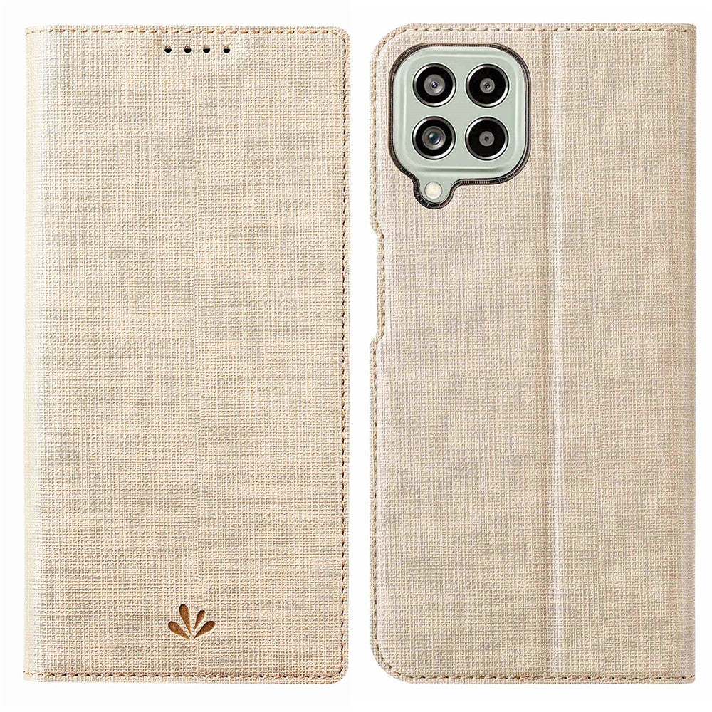 VILI DMX Series for Samsung Galaxy M33 5G (Global Version) Stand Phone Case PU Leather Phone Shell Hands-free Anti-drop Cover with Card Holder - Khaki