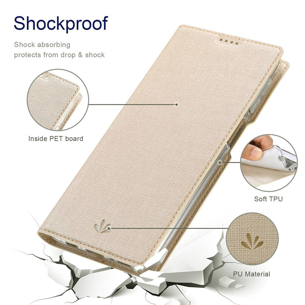 VILI DMX Series for Samsung Galaxy M33 5G (Global Version) Stand Phone Case PU Leather Phone Shell Hands-free Anti-drop Cover with Card Holder - Khaki