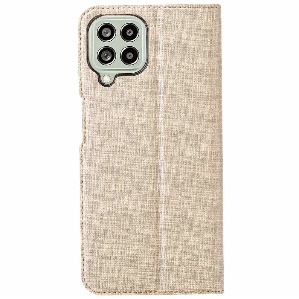 VILI DMX Series for Samsung Galaxy M33 5G (Global Version) Stand Phone Case PU Leather Phone Shell Hands-free Anti-drop Cover with Card Holder - Khaki