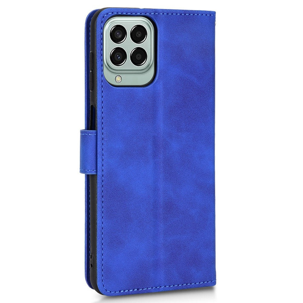 For Samsung Galaxy M33 5G (Global Version) PU Leather Wallet Case Stand Magnetic Closure Skin-touch Feeling Shockproof Flip Cover - Blue