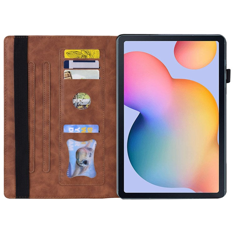 For Samsung Galaxy Tab S6 Lite (2020) / (2022) / (2024) Wear-resistant Tablet Case PU Leather Stand Wallet Folio Flip Shell with Pencil Holder - Brown