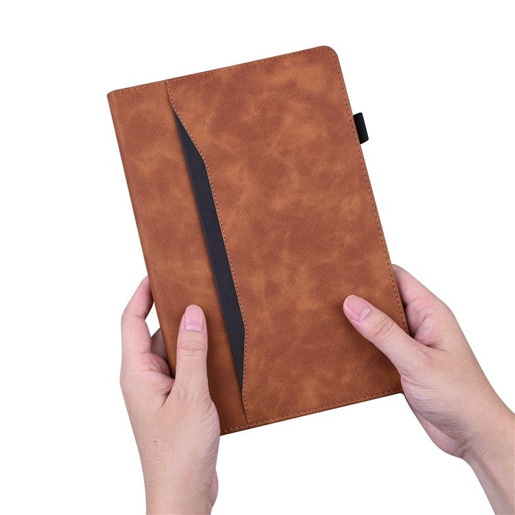 For Samsung Galaxy Tab S6 Lite (2020) / (2022) / (2024) Wear-resistant Tablet Case PU Leather Stand Wallet Folio Flip Shell with Pencil Holder - Brown