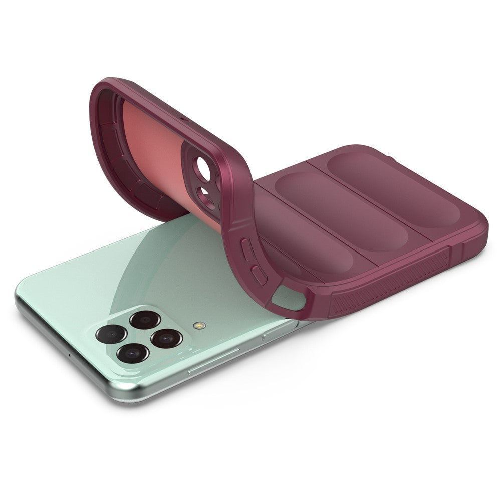 For Samsung Galaxy M33 5G (Global Version) Rugged Soft TPU Back Cover Anti-fall Mobile Phone Case - Wine Red