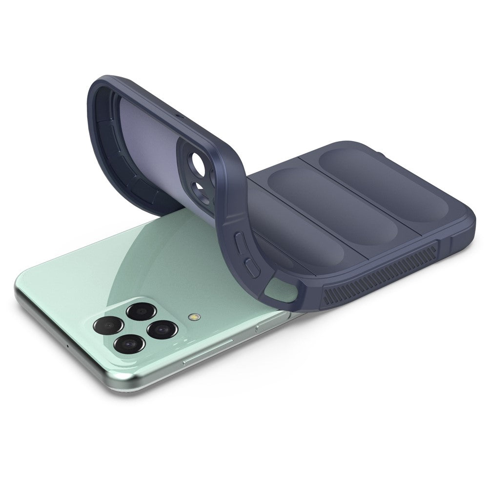 For Samsung Galaxy M33 5G (Global Version) Rugged Soft TPU Back Cover Anti-fall Mobile Phone Case - Dark Blue