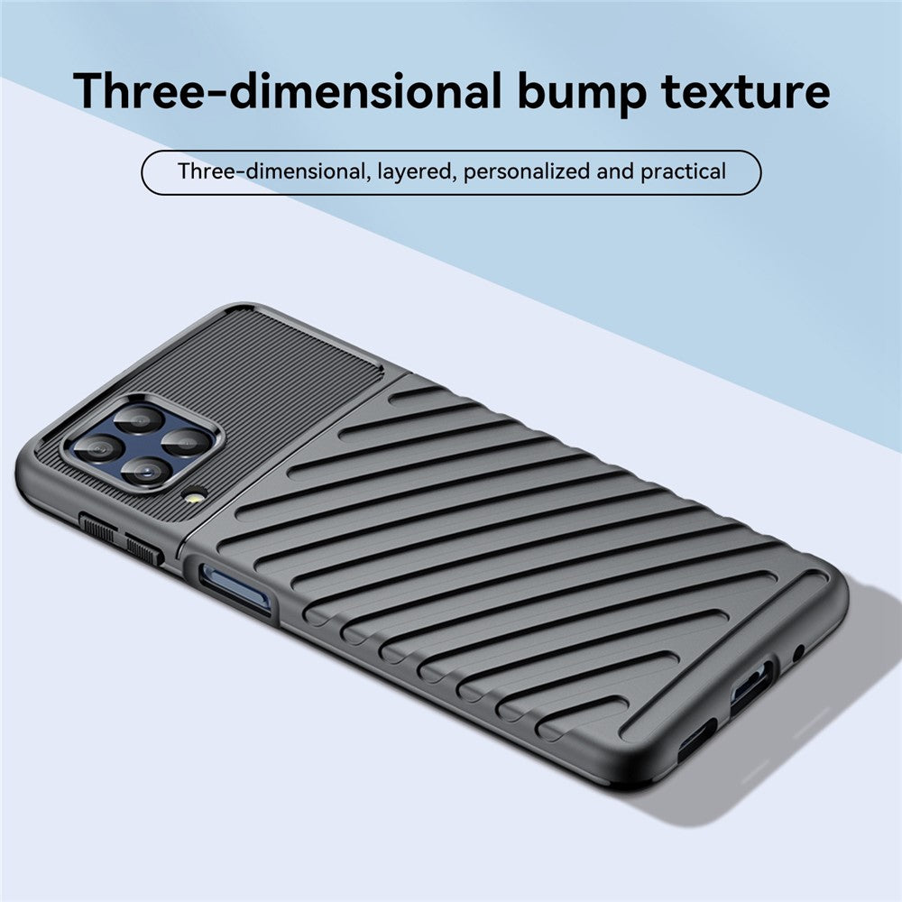 For Samsung Galaxy M53 5G Thunder Series Anti-wear Anti-fall Protective Cover Twill Texture TPU Non-slip Phone Case - Black
