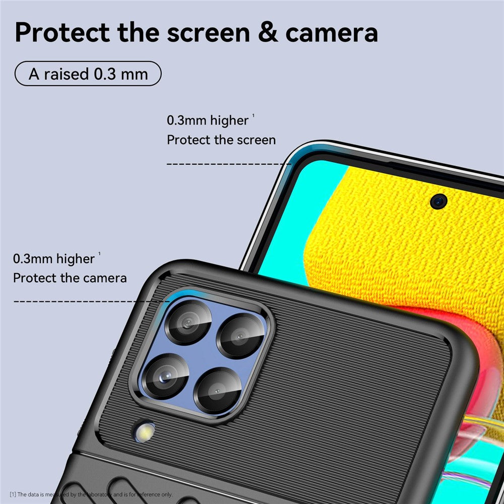 For Samsung Galaxy M53 5G Thunder Series Anti-wear Anti-fall Protective Cover Twill Texture TPU Non-slip Phone Case - Black