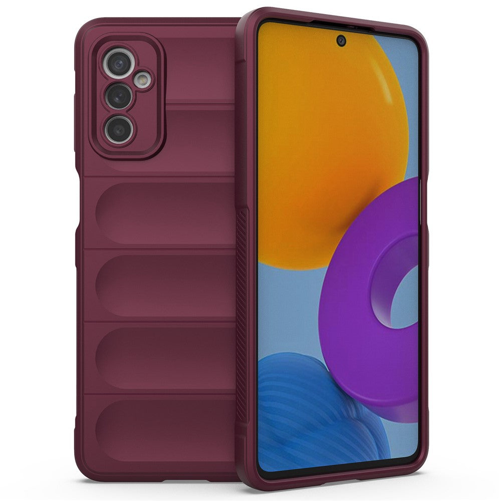 For Samsung Galaxy M52 5G TPU Shockproof Anti-slip Phone Case Precise Cutout Camera Protection Guardian - Wine Red