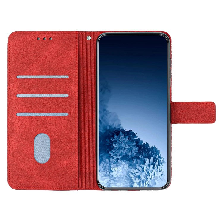 For Samsung Galaxy A52 5G/4G/A52s 5G Magnetic Clasp PU Leather Stand Mandala Flower Imprinted Phone Case Shockproof Mobile Phone Wallet Cover - Red