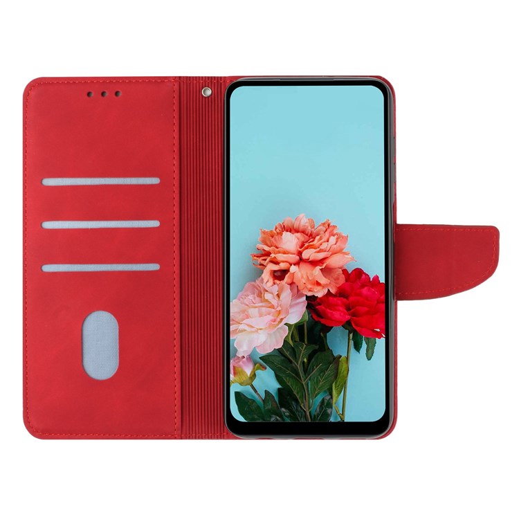 For Samsung Galaxy A73 5G Solid Color Shockproof Leather Phone Case Viewing Stand Protective Phone Cover - Red