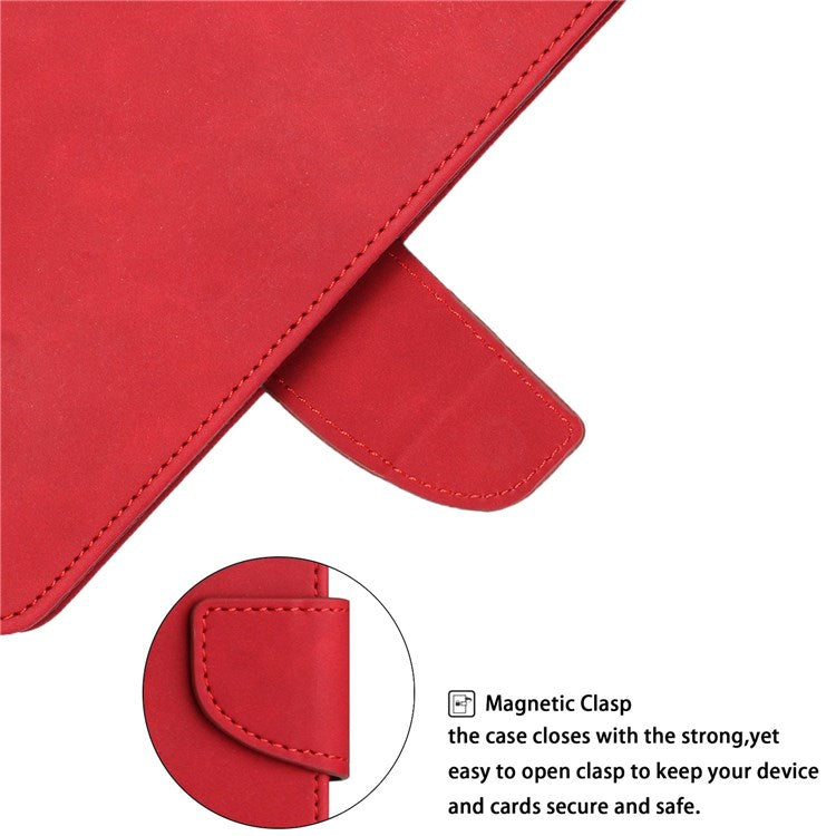 For Samsung Galaxy A73 5G Solid Color Shockproof Leather Phone Case Viewing Stand Protective Phone Cover - Red