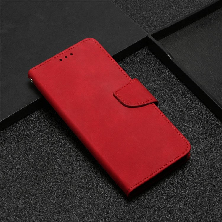 For Samsung Galaxy A73 5G Solid Color Shockproof Leather Phone Case Viewing Stand Protective Phone Cover - Red