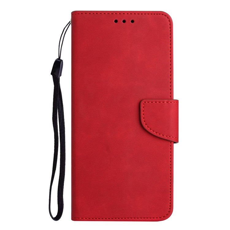 For Samsung Galaxy A73 5G Solid Color Shockproof Leather Phone Case Viewing Stand Protective Phone Cover - Red