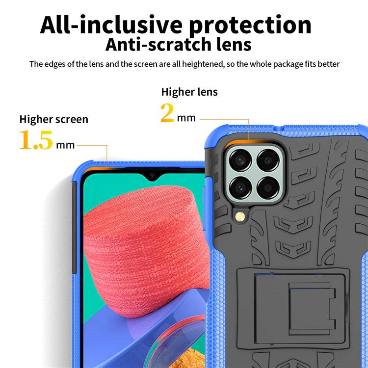 For Samsung Galaxy M33 5G (Global Version)/(India Version) Cool Tyre Model Anti-slip Case PC + TPU Hybrid Impact Cover with Kickstand - Red