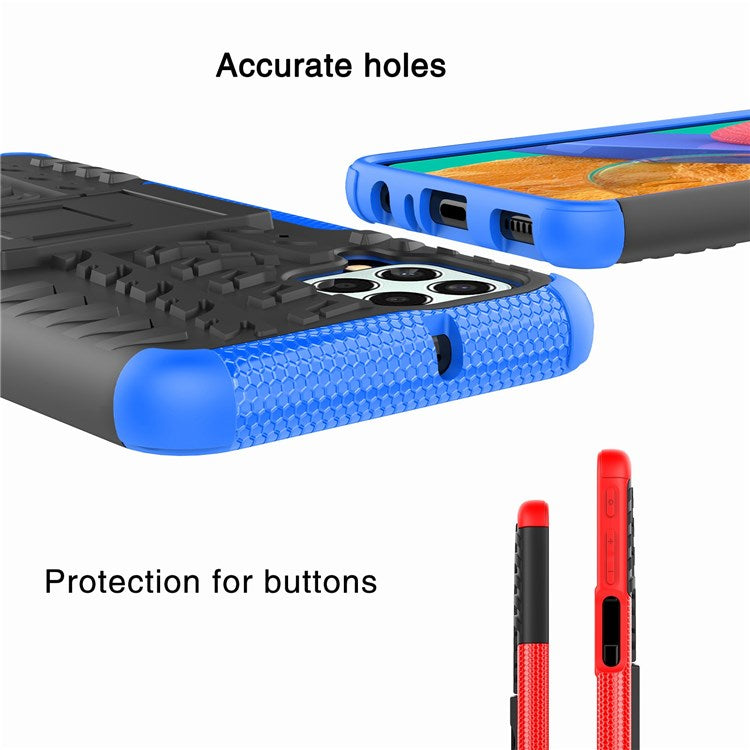 For Samsung Galaxy M33 5G (Global Version)/(India Version) Cool Tyre Model Anti-slip Case PC + TPU Hybrid Impact Cover with Kickstand - Red