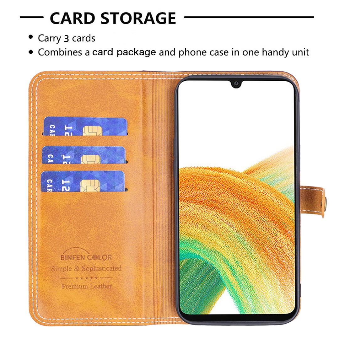 BINFEN COLOR BF Leather Series-8 for Samsung Galaxy S20 FE/S20 FE 5G/S20 FE 2022/S20 Lite Phone Case 12 Style Double Stitching Lines Splicing Leather Precise Cutouts Phone Stand Cover - Coffee