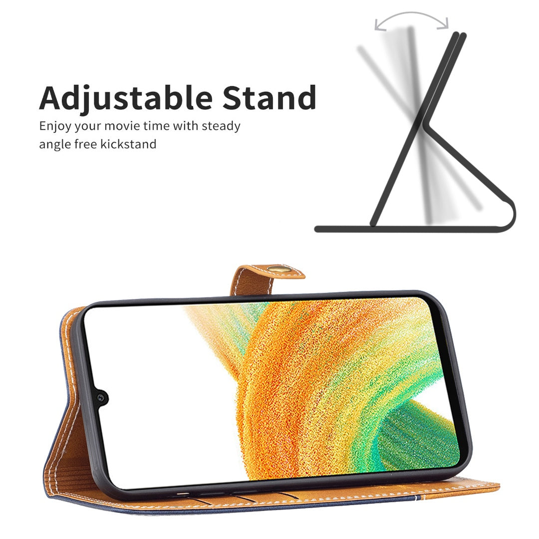BINFEN COLOR BF Leather Series-8 for Samsung Galaxy S20 FE/S20 FE 5G/S20 FE 2022/S20 Lite Phone Case 12 Style Double Stitching Lines Splicing Leather Precise Cutouts Phone Stand Cover - Blue