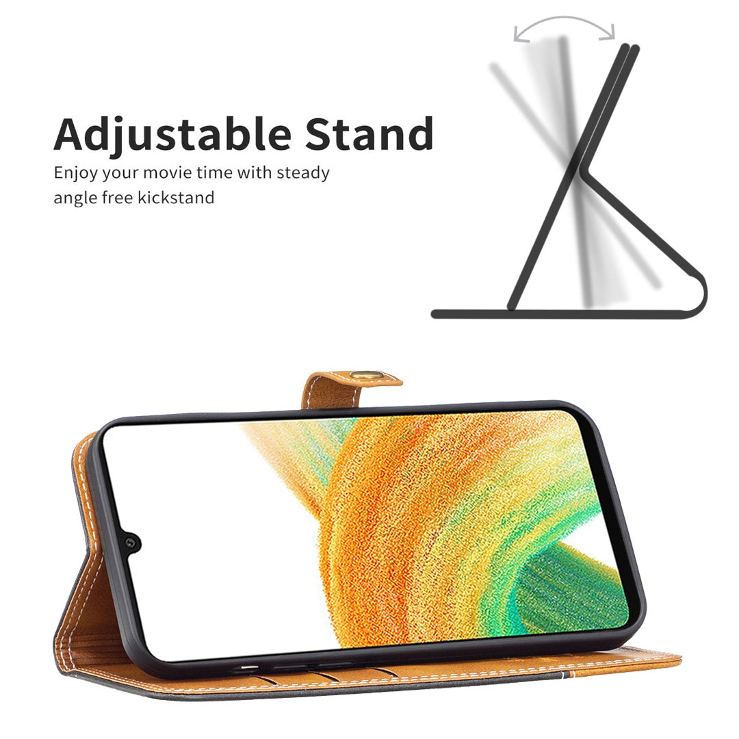 BINFEN COLOR BF Leather Series-8 for Samsung Galaxy S20 Ultra 12 Style Double Stitching Lines Splicing Leather Phone Case Card Holder Stand Anti-wear Cover - Black
