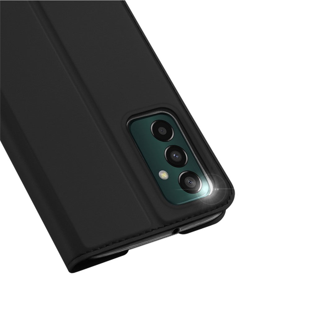 DUX DUCIS Skin Pro Series for Samsung Galaxy M13 4G Fully Wrapped Leather Case, Card Holder Stand Flip Phone Shell - Black