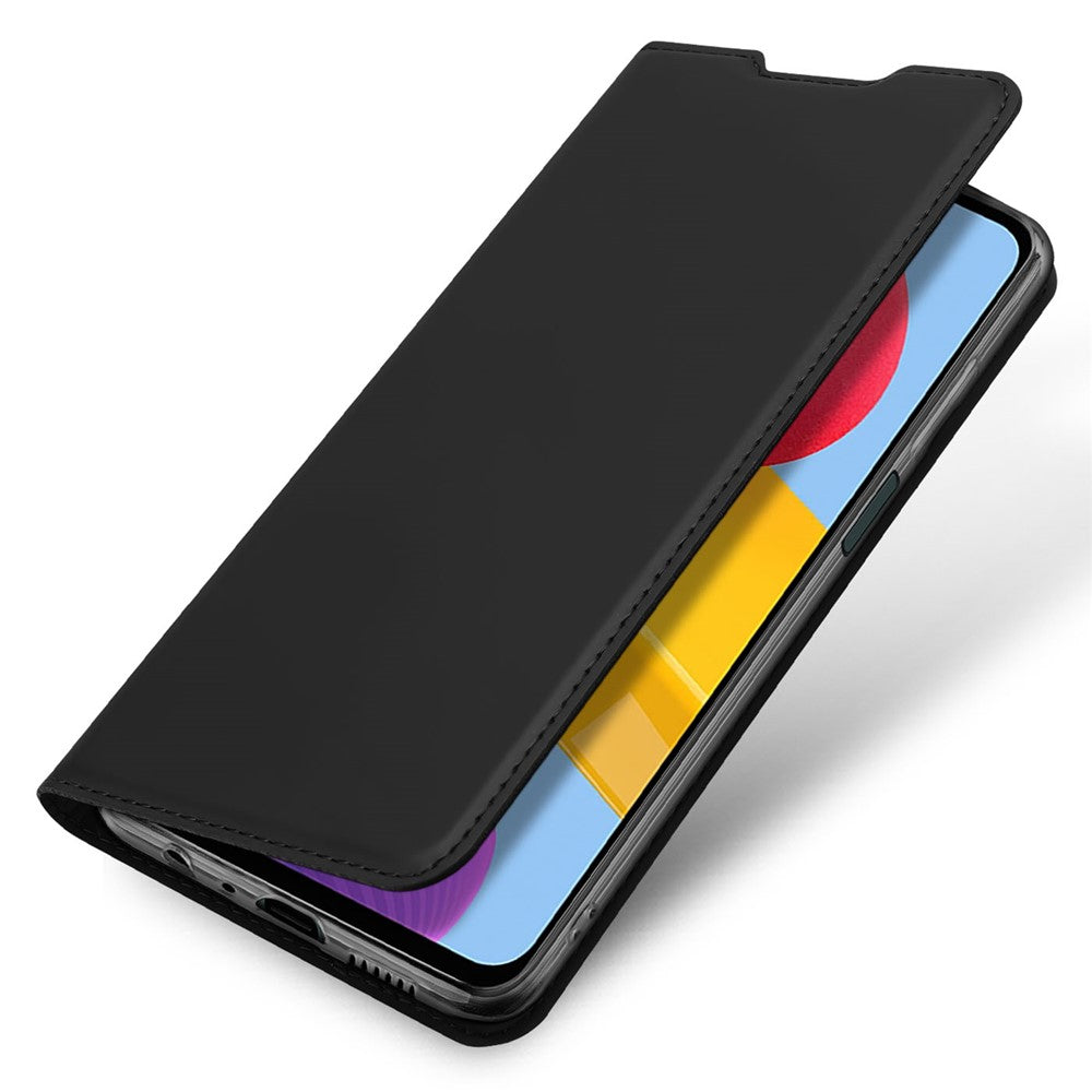 DUX DUCIS Skin Pro Series for Samsung Galaxy M13 4G Fully Wrapped Leather Case, Card Holder Stand Flip Phone Shell - Black