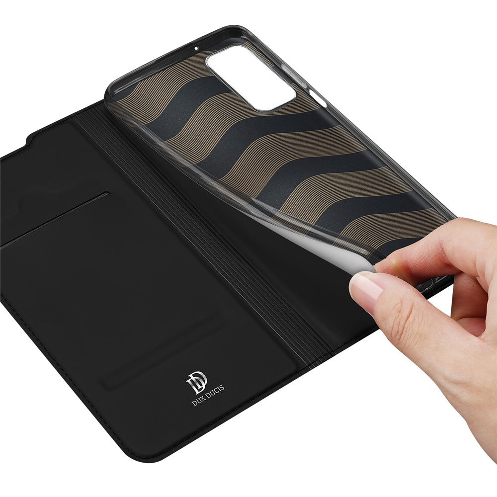 DUX DUCIS Skin Pro Series for Samsung Galaxy M13 4G Fully Wrapped Leather Case, Card Holder Stand Flip Phone Shell - Black
