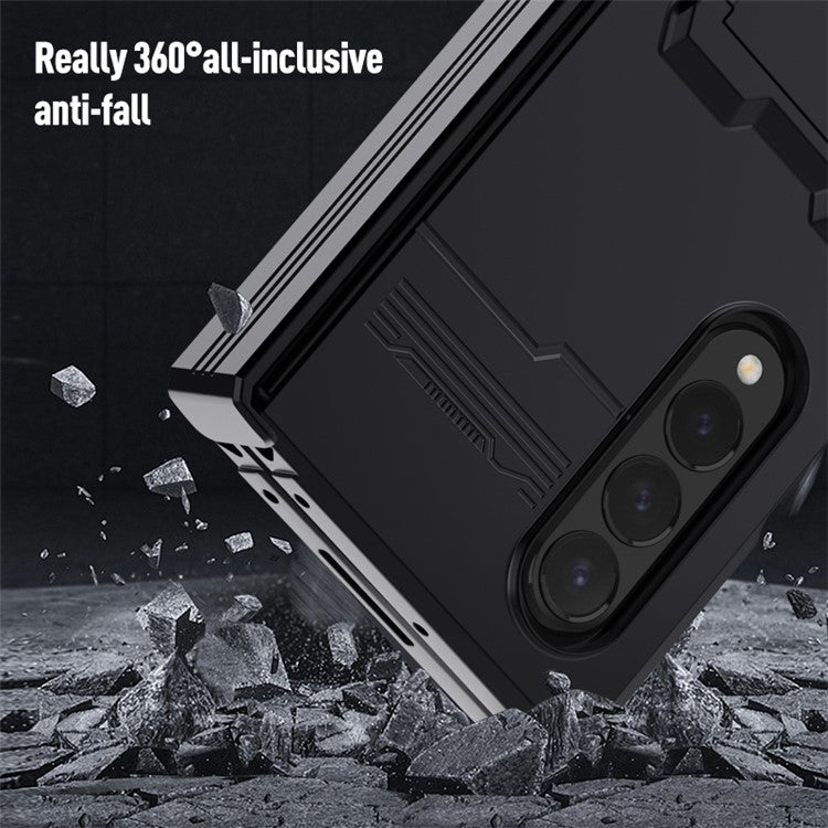 For Samsung Galaxy Z Fold4 5G Hinged Design Kickstand Feature Rubberized Phone Case Hard PC Anti-drop Shell - Green