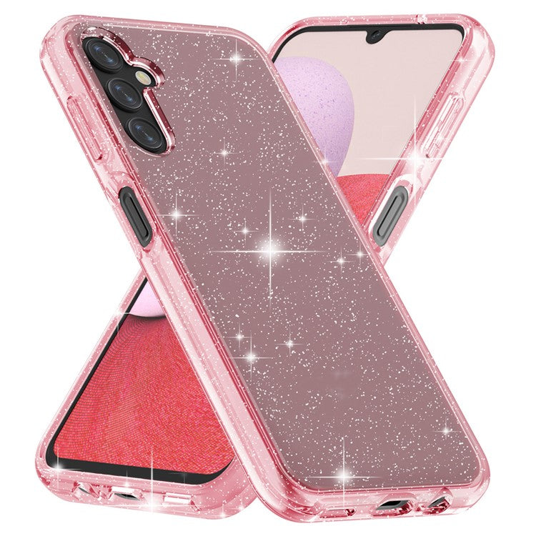 For Samsung Galaxy A14 5G / A14 4G Glittery Powder Soft TPU + Hard PC Protective Phone Case Shockproof Mobile Phone Back Cover - Pink