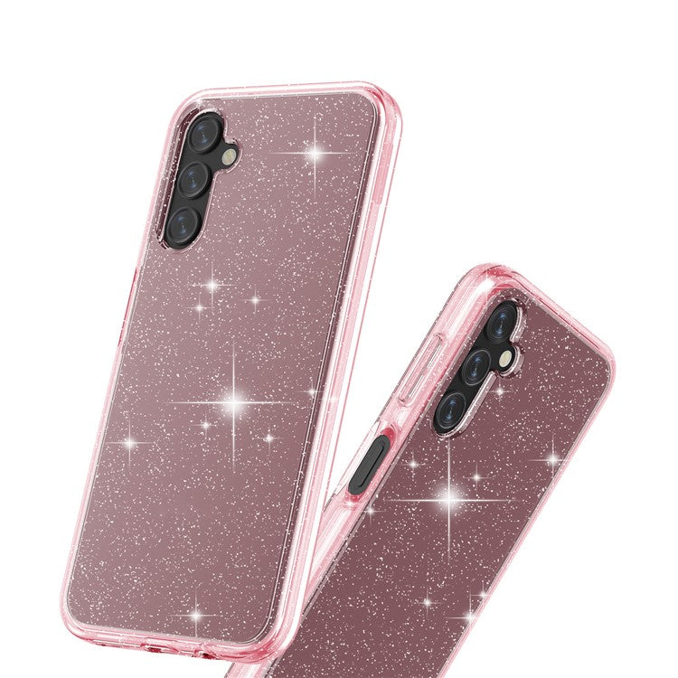 For Samsung Galaxy A14 5G / A14 4G Glittery Powder Soft TPU + Hard PC Protective Phone Case Shockproof Mobile Phone Back Cover - Pink