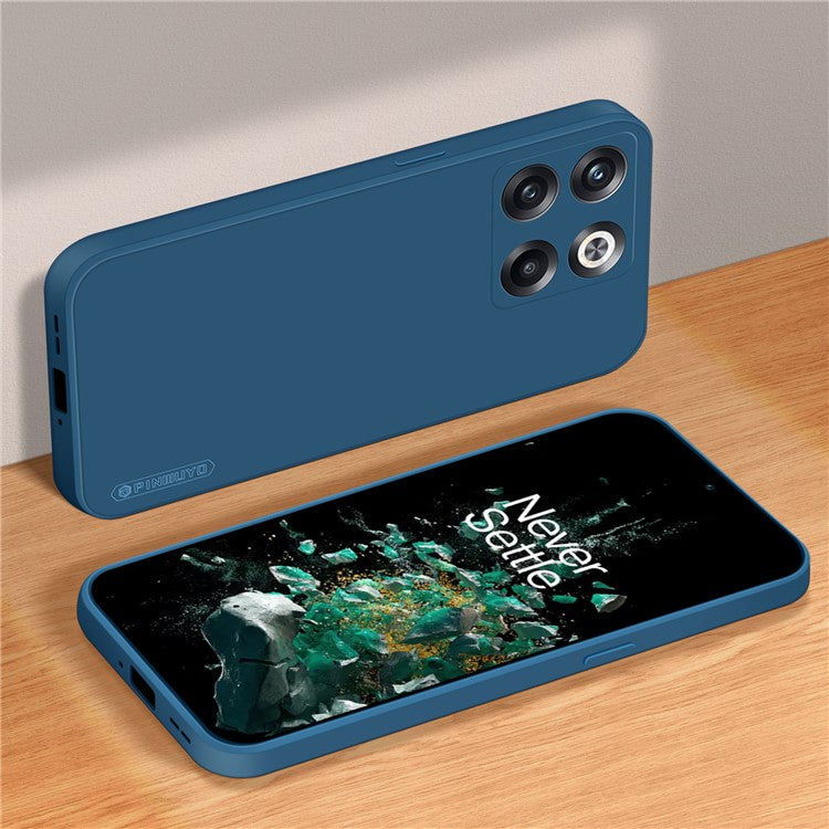 PINWUYO JK TPU-2 Series for OnePlus Ace Pro 5G / 10T 5G Phone TPU Case Fiber Flocking Lining Anti-drop Phone Cover - Dark Blue