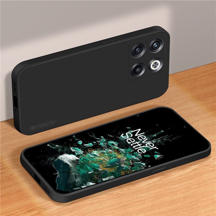 PINWUYO JK TPU-2 Series for OnePlus Ace Pro 5G / 10T 5G Phone TPU Case Fiber Flocking Lining Anti-drop Phone Cover - Black