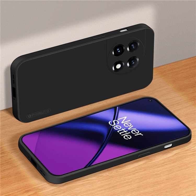 PINWUYO JK TPU-2 Series for OnePlus 11 5G Phone Case Fiber Flocking Lining Camera Lens Protection TPU Cover - Black