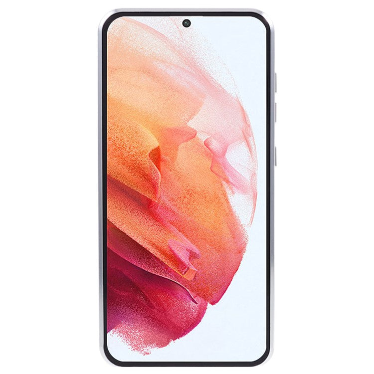 For Samsung Galaxy S21 5G Double-sided Protection Case Magnetic Metal Frame Tempered Glass Back Frosted PC Phone Cover - Silver