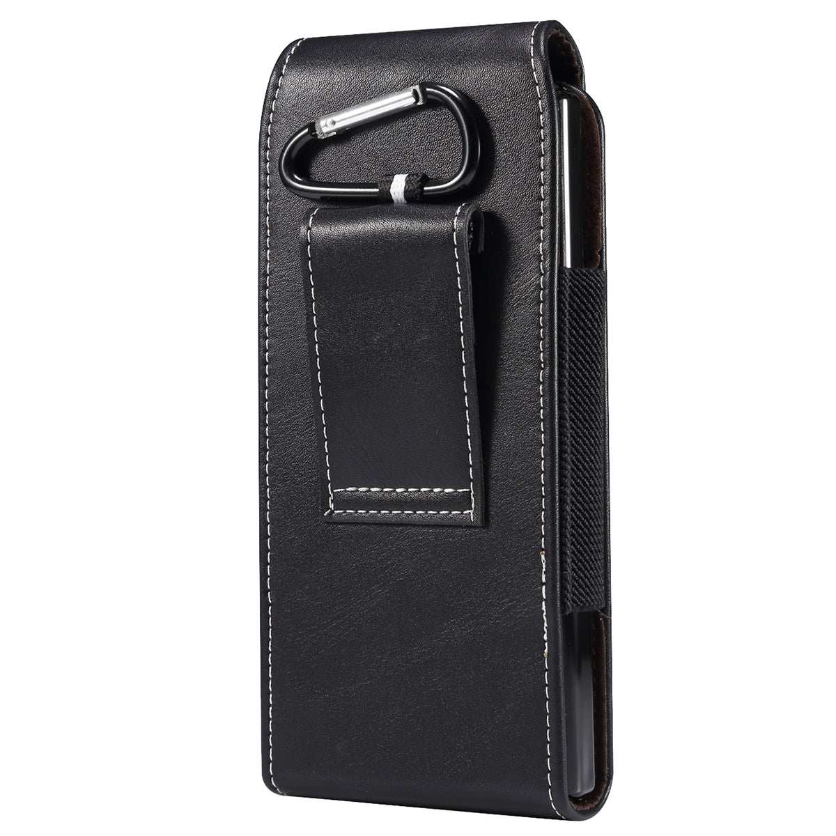 For Honor Magic Vs 5G / vivo X Fold2 Phone Holster Textured Microfiber Leather Belt Loop Waist Bag Vertical Flip Phone Belt Pouch - Black