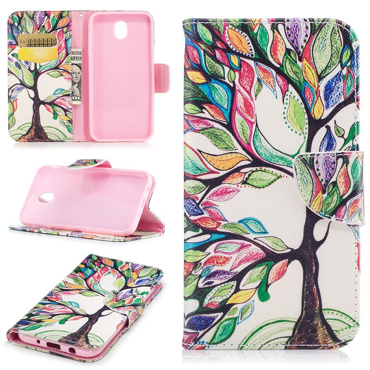Pattern Printing Wallet Stand Leather Flip Cell Phone Cover for Samsung Galaxy J5 (2017) EU Version - Colorized Tree