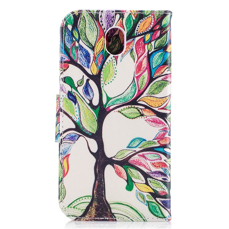 Pattern Printing Wallet Stand Leather Flip Cell Phone Cover for Samsung Galaxy J5 (2017) EU Version - Colorized Tree