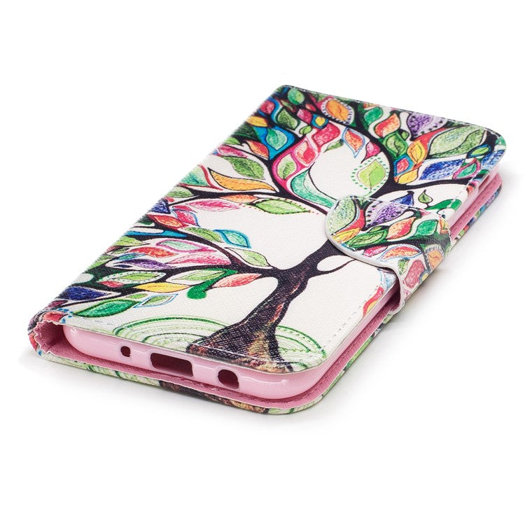 Pattern Printing Wallet Stand Leather Flip Cell Phone Cover for Samsung Galaxy J5 (2017) EU Version - Colorized Tree