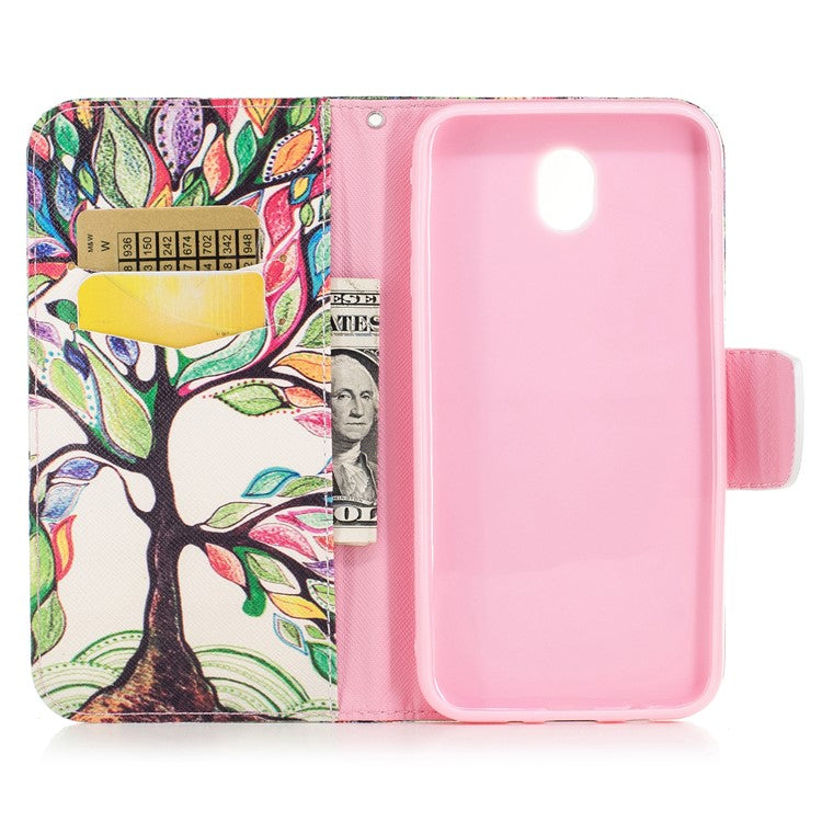 Pattern Printing Wallet Stand Leather Flip Cell Phone Cover for Samsung Galaxy J5 (2017) EU Version - Colorized Tree