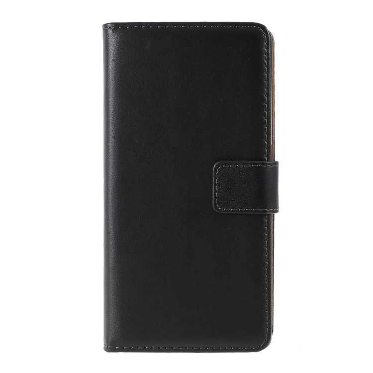 Genuine Split Leather Wallet Case for Sony Xperia Z5 / Z5 Dual - Black