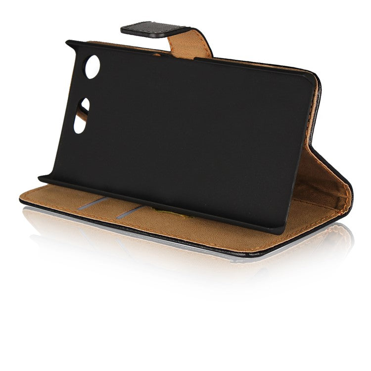 Wallet Stand Split Leather Case for Sony Xperia XZ1 Compact - Black