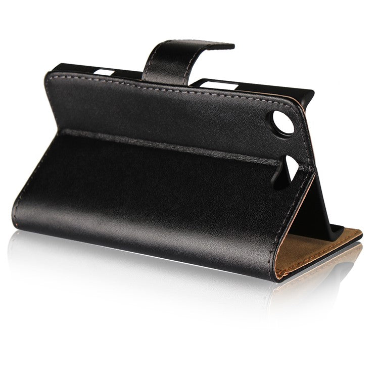 Wallet Stand Split Leather Case for Sony Xperia XZ1 Compact - Black