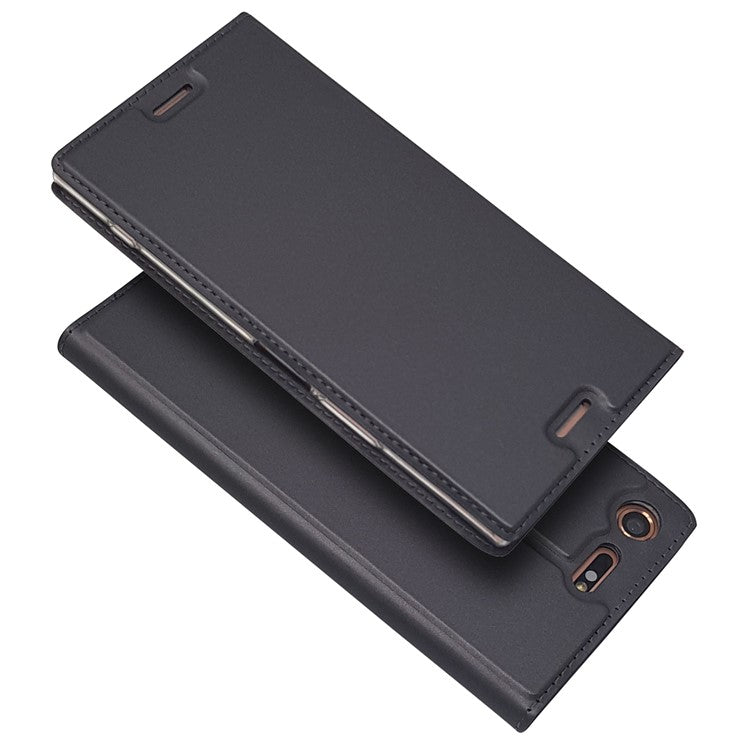 Auto-absorbed Magnetic Leather Card Holder Cover for Sony Xperia XZ Premium - Black