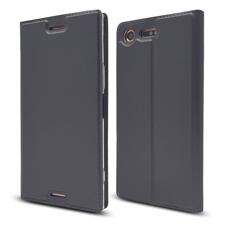 Auto-absorbed Magnetic Leather Card Holder Cover for Sony Xperia XZ Premium - Black