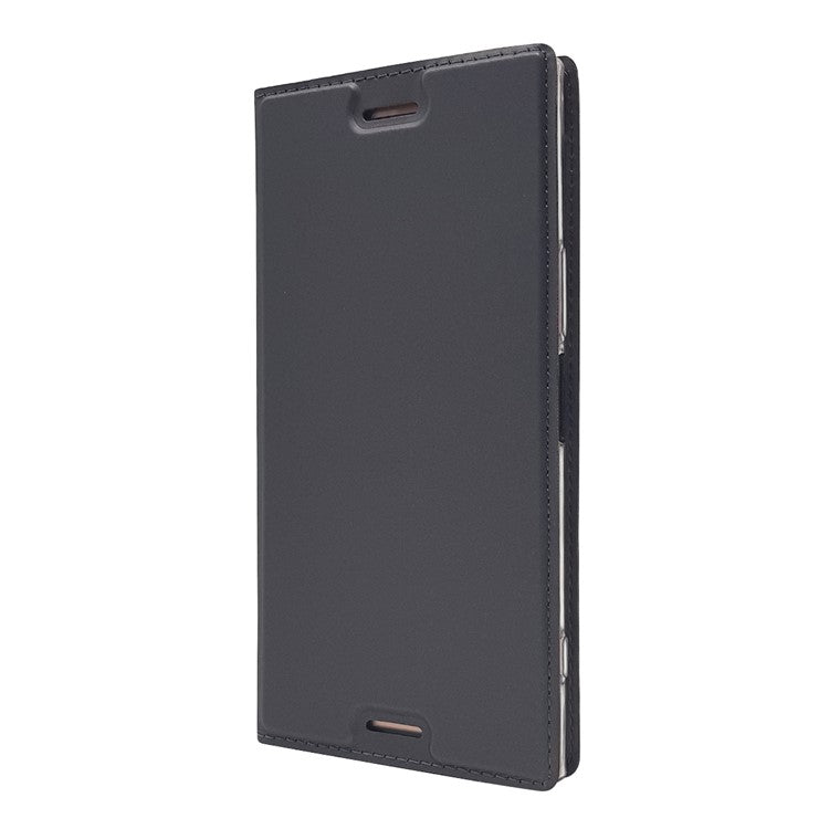 Auto-absorbed Magnetic Leather Card Holder Cover for Sony Xperia XZ Premium - Black