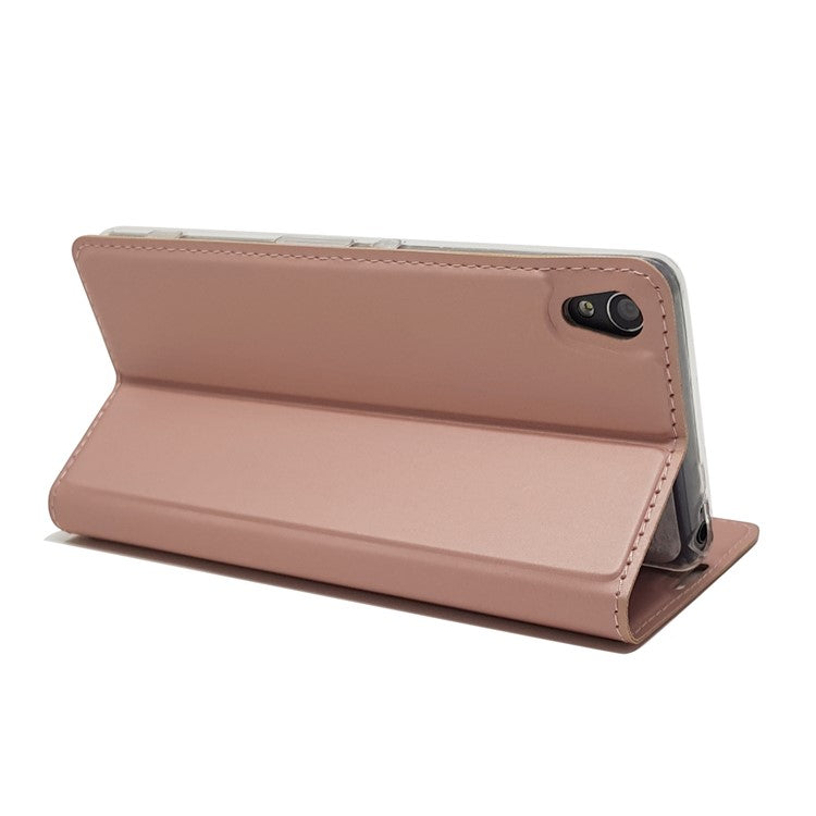 Magnetic Leather Card Holder Cover for Sony Xperia XA / XA Dual - Rose Gold