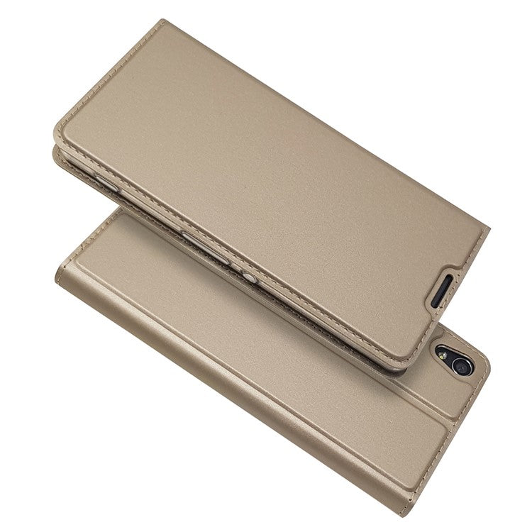 Magnetic Leather Card Holder Shell for Sony Xperia XA / XA Dual - Gold
