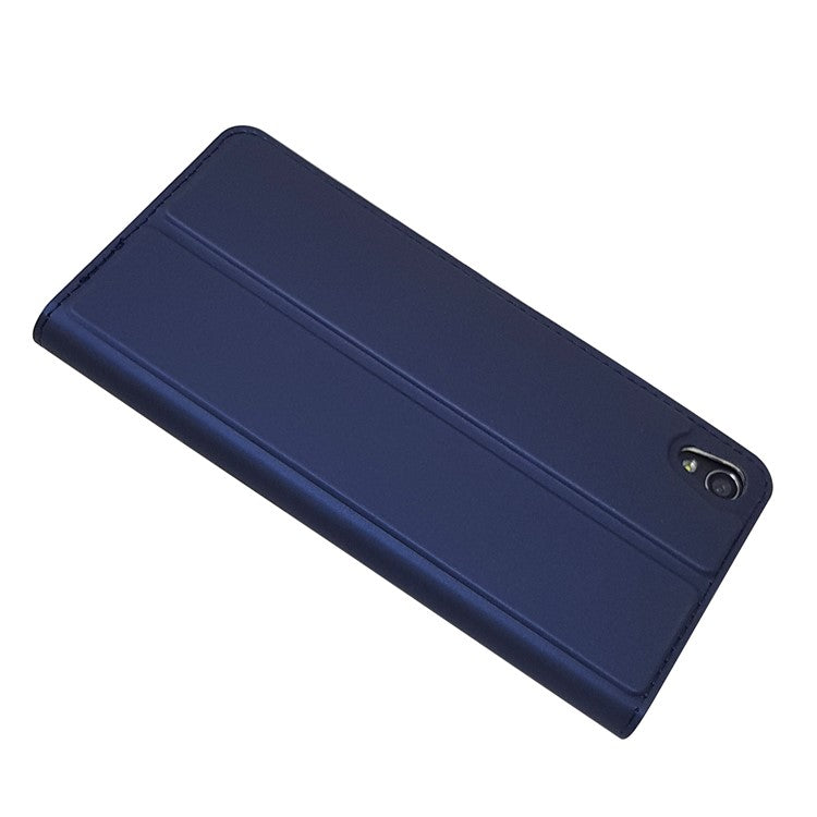 Magnetic Leather Card Holder Casing for Sony Xperia XA / XA Dual - Dark Blue