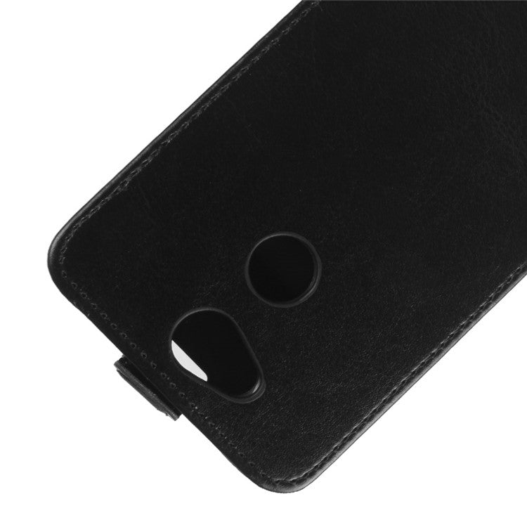 Crazy Horse Vertical Flip Card Holder Leather Case for Sony Xperia XA2 - Black