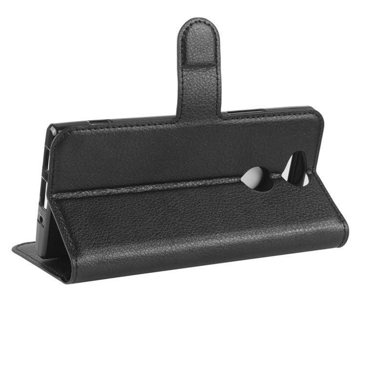 Litchi Texture PU Leather Wallet Stand Case for Sony Xperia XA2 - Black