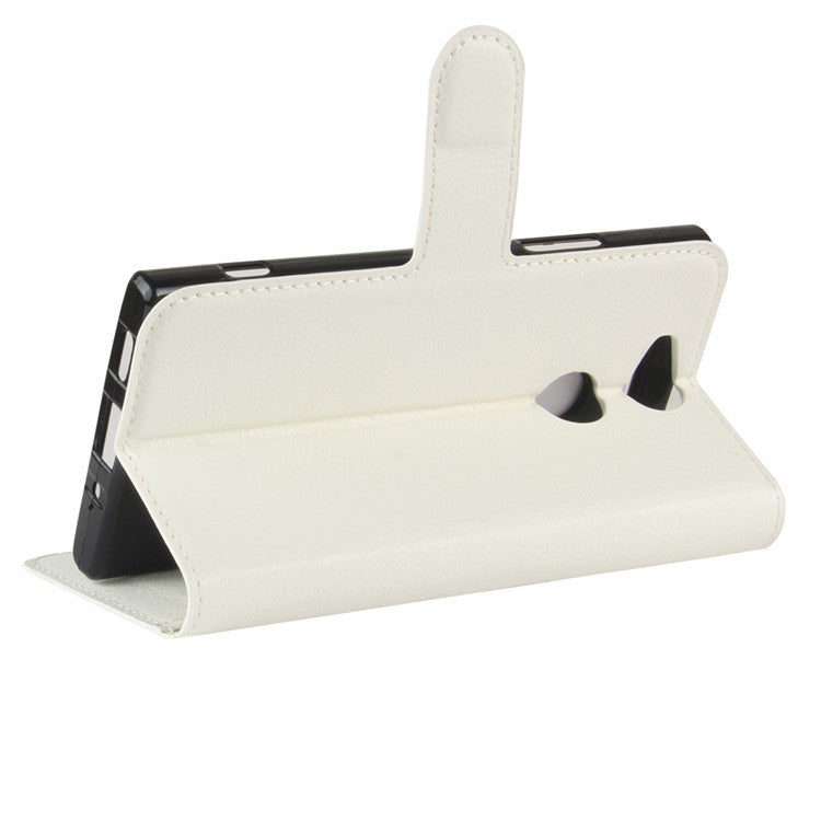 Litchi Texture PU Leather Wallet Cover with Stand for Sony Xperia XA2 - White