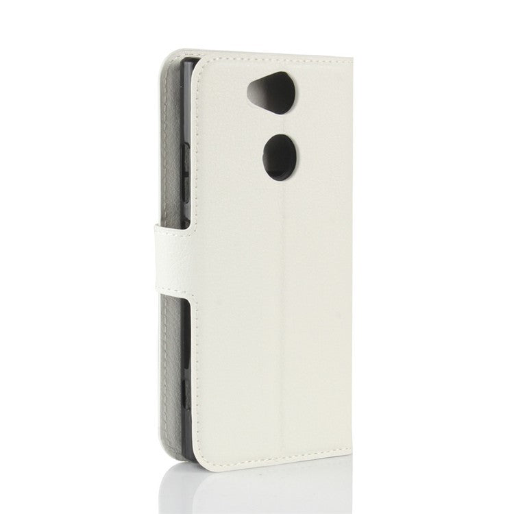 Litchi Texture PU Leather Wallet Cover with Stand for Sony Xperia XA2 - White
