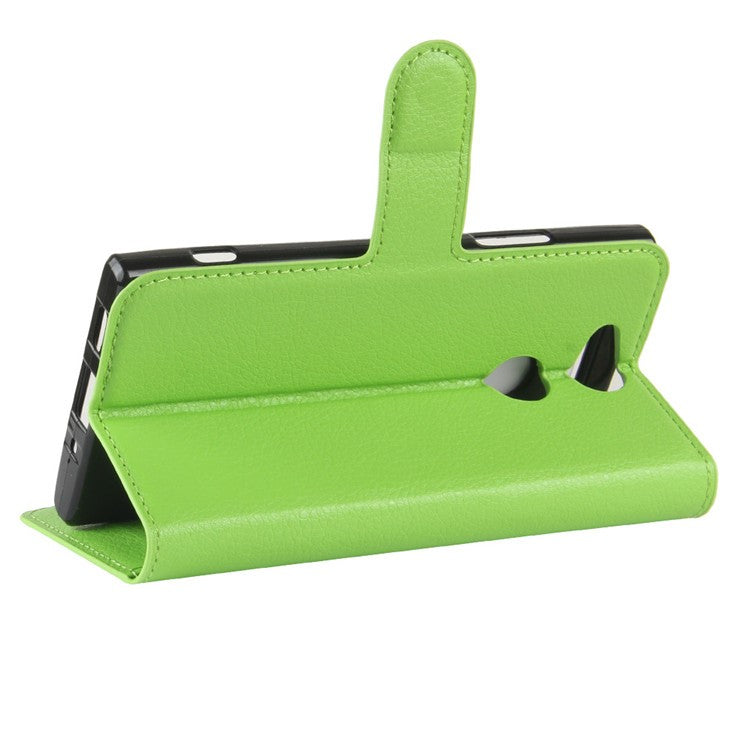 Litchi Texture PU Leather Phone Casing with Card Slots for Sony Xperia XA2 - Green